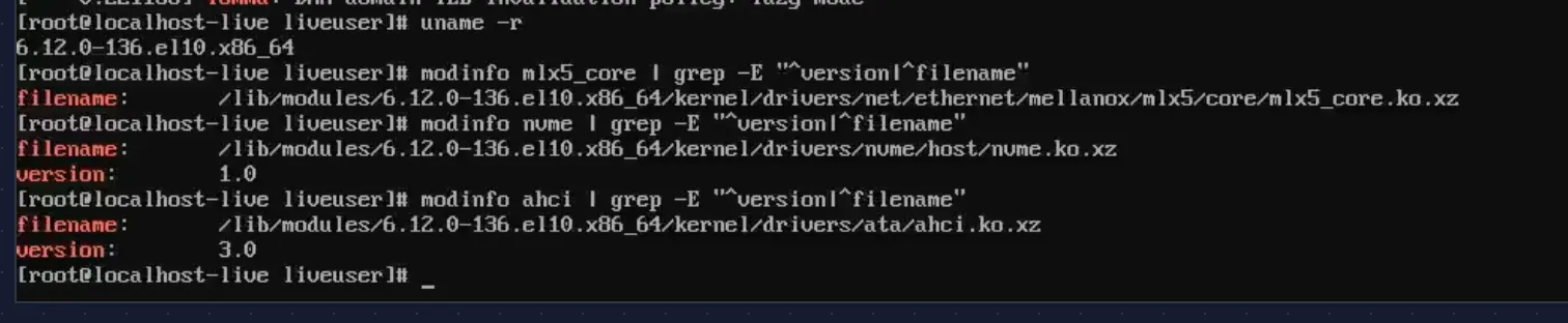Kernel version and driver module paths for traceability