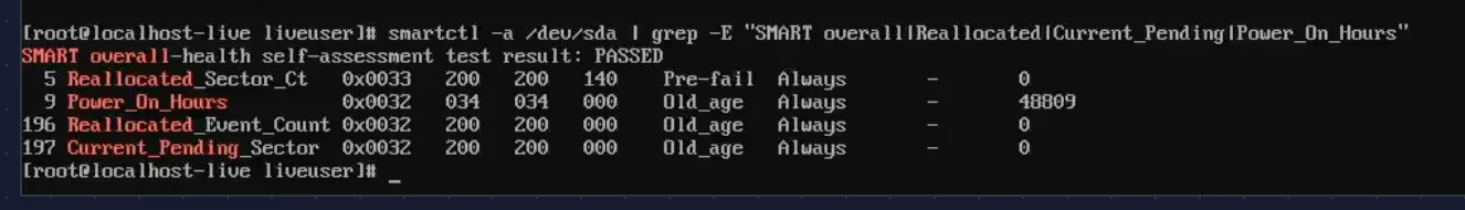 WDC 4TB HDD SMART — PASSED, zero reallocated sectors, 48,809 hours