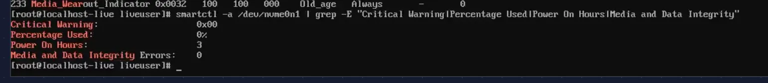 PNY CS1030 NVMe SMART — brand new, 3 hours, 0% used